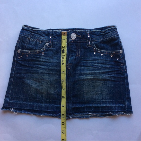 Limited too Girls Micro Mini Cut Off Blue Jean Skirt (skort) w/ Shorts Sz7 - Picture 8 of 9